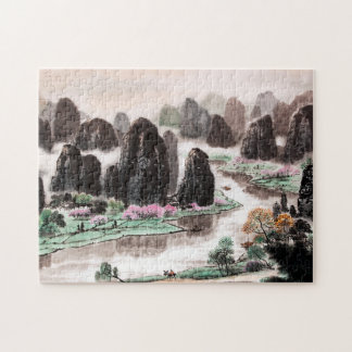 Chinesisches LandschaftsAquarell-Puzzle Puzzle