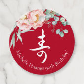 Chinesisches "Langlebigkeit" Geburtstags-Pfingstro Geschenkanhänger (Vorderseite)