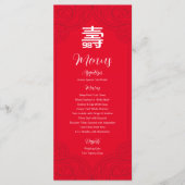 Chinesisches "Langlebigkeit" Geburtstagsmenü (RED) Menükarte (Vorderseite)