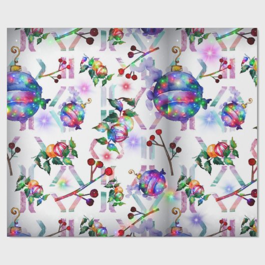 Chinesisches Lantern Weihnachtswrapping Paper Roll Geschenkpapier (Flach)