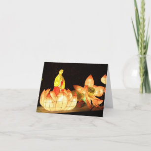 Chinesisches Laternenfest Lotus Notecard Dankeskarte
