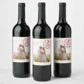 Chinesisches Logo für ein paar Fotos Hochzeits-Bri Weinetikett (Flaschen)