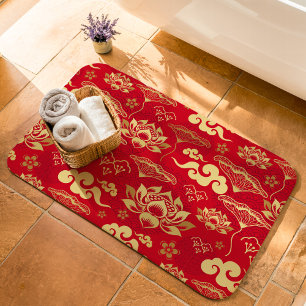 Chinesisches Lotus Floral Oriental asiatisches Mus Badematte