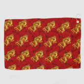 Chinesisches Lucky Gold Dragon Golf Handtuch (Horizontal)