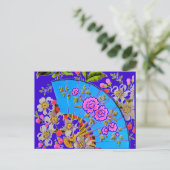 Chinesisches Lüfterblau "Save the Date" Postkarte (Stehend Vorderseite)