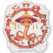 Chinesisches Lunar-Neujahrsschlangen-Design 1 Aufkleber (Vorderseite)