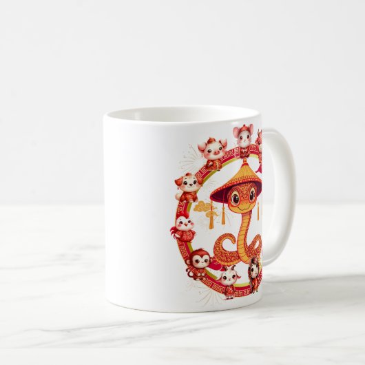 Chinesisches Lunar-Neujahrsschlangen-Design 1 Kaffeetasse (VorderseiteRechts)