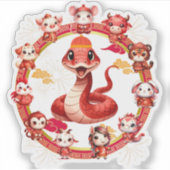 Chinesisches Lunar-Neujahrsschlangen-Design 2 Aufkleber (Vorderseite)