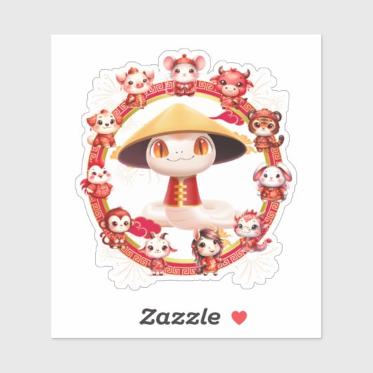 Chinesisches Lunar-Neujahrsschlangen-Design 3 Aufkleber (Blatt)