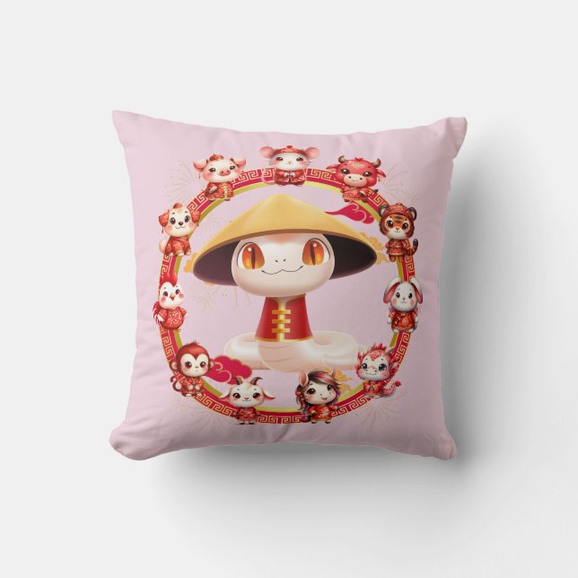 Chinesisches Lunar-Neujahrsschlangen-Design 3 Kissen (Vorderseite)