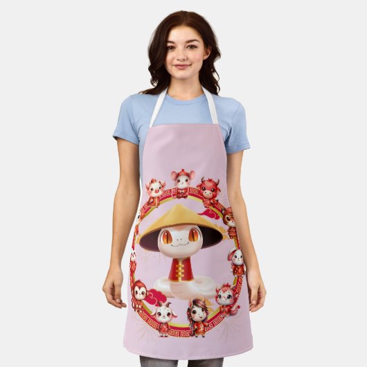 Chinesisches Lunar-Neujahrsschlangen-Design 3 Schürze (Getragen)