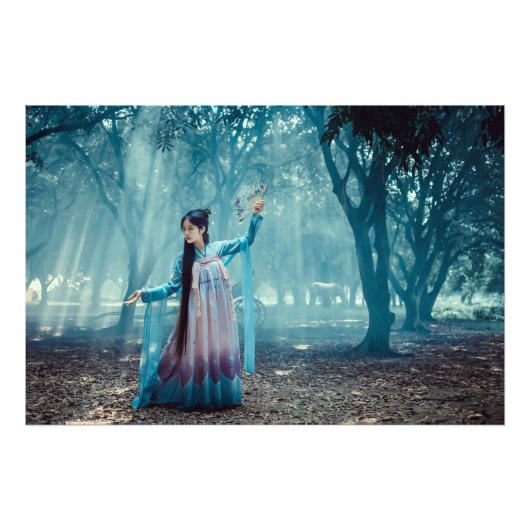 Chinesisches Mädchen Darstellend einen Tanzakt Fotodruck (Vorne)