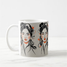 Chinesisches Mädchen, gezeichnet mit schwarzem Tin