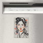 Chinesisches Mädchen, gezeichnet mit schwarzem Tin Magnet (In Situ (Geschirrspüler))