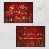 Chinesisches Mädchen im Neujahr Mitteilungskarte (Vorne/Hinten)