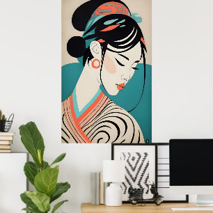 Chinesisches Mädchen mit Kimono Poster