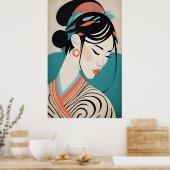 Chinesisches Mädchen mit Kimono Poster (Küche)