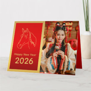 Chinesisches Mond-Neujahr - Jahr des Pferdes 2026 Karte