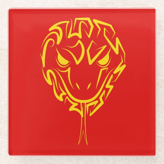 Chinesisches Mondneujahr der Schlange 2025 4723 Ho Glasuntersetzer (Vorderseite)