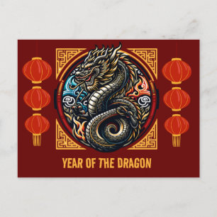 Chinesisches Mondneujahr des Drachen 2024 Postkarte