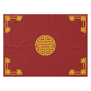 Chinesisches Motif-Muster Gold für Red Tischdecke