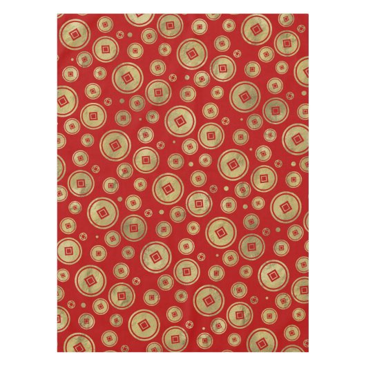 Chinesisches Münzen-Muster-Gold auf Rot Tischdecke (Vorderseite)
