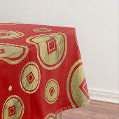 Chinesisches Münzen-Muster-Gold auf Rot Tischdecke (Beispiel)