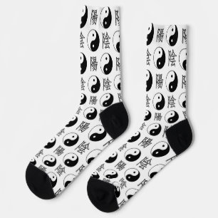 Chinesisches Muster des weißen Yinyang-Symbols Socken