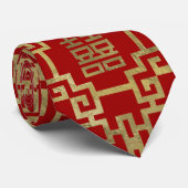 Chinesisches Muster-Doppelt-Glück-Symbol Krawatte (Gerollt)