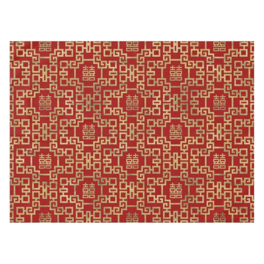 Chinesisches Muster-Doppelt-Glück-Symbol Tischdecke (Vorderseite (Horizontal))