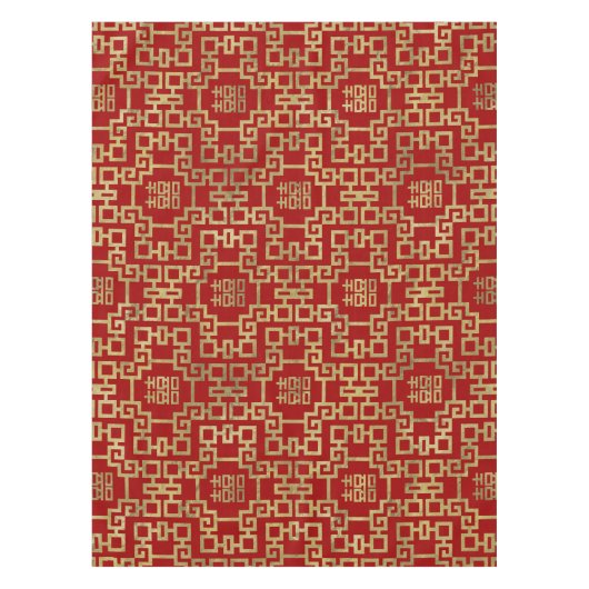 Chinesisches Muster-Doppelt-Glück-Symbol Tischdecke (Vorderseite)