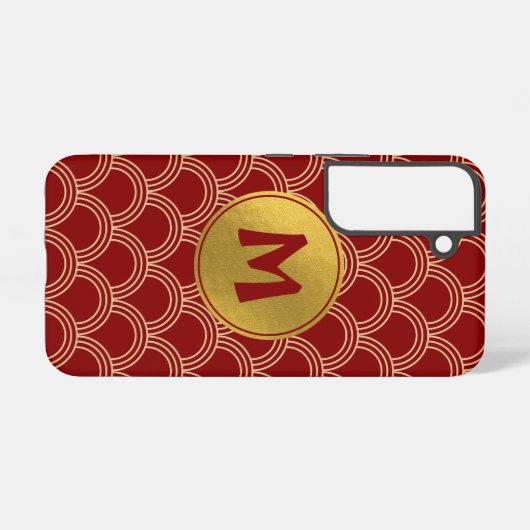 Chinesisches Muster-Monogramm mit traditionellem R Samsung Galaxy Hülle (Rückseite (Horizontal))