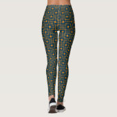 Chinesisches Muster, orangefarbene kubische Kubikf Leggings (Rückseite)