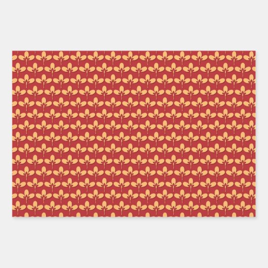 Chinesisches Muster Rot und Gold Geschenkpapier Set (Vorderseite)
