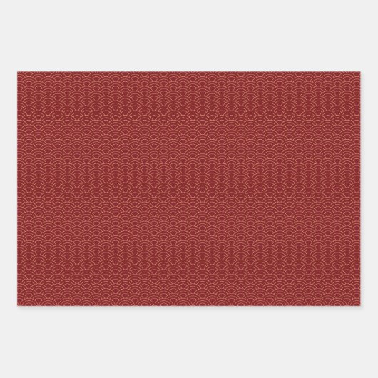 Chinesisches Muster Rot und Gold Geschenkpapier Set (Vorderseite 2)