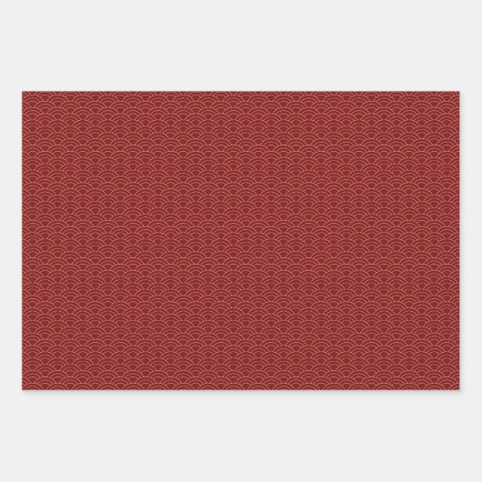 Chinesisches Muster Rot und Gold Geschenkpapier Set (Vorderseite)
