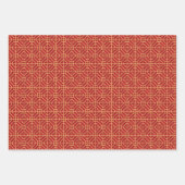 Chinesisches Muster Rot und Gold Geschenkpapier Set (Vorderseite)