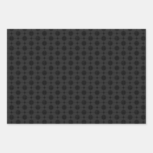 Chinesisches Muster Schwarz Geschenkpapier Set (Vorderseite)