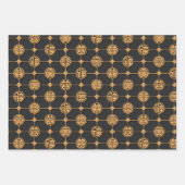 Chinesisches Muster Schwarz und Gold Geschenkpapier Set (Vorderseite 2)