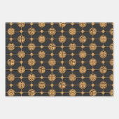 Chinesisches Muster Schwarz und Gold Geschenkpapier Set (Vorderseite)