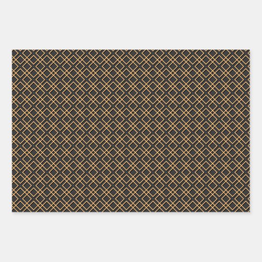 Chinesisches Muster Schwarz und Gold Geschenkpapier Set (Vorderseite 2)