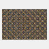 Chinesisches Muster Schwarz und Gold Geschenkpapier Set (Vorderseite)