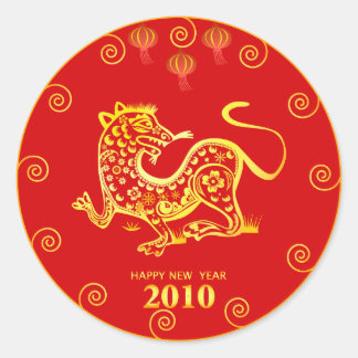Chinesisches neues Jahr 2010 Runder Aufkleber