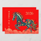 Chinesisches neues Jahr 2026 Feiertagskarte (Vorne/Hinten)