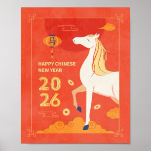 Chinesisches Neues Jahr 2026 - Vertikales Pferdepo Poster
