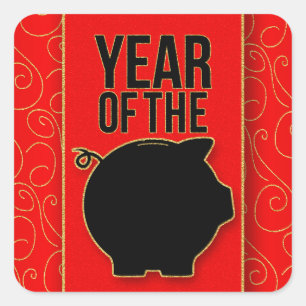 Chinesisches neues Jahr der Quadratischer Aufkleber