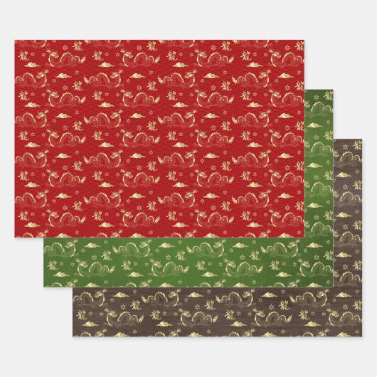 Chinesisches neues Jahr des Drachen 2024 Geschenkpapier Set (Set)