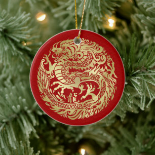 Chinesisches neues Jahr des Drachen 2024 Keramik Ornament