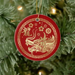 Chinesisches neues Jahr des Drachen 2024 Keramik Ornament