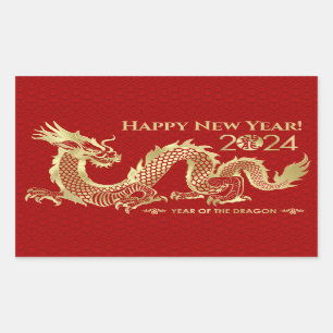 Chinesisches neues Jahr des Drachen 2024 Rechteckiger Aufkleber